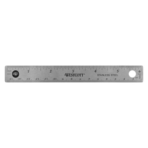 Westcott Ruler 6 Steel Non Slip Cork Base Silver 1 Count