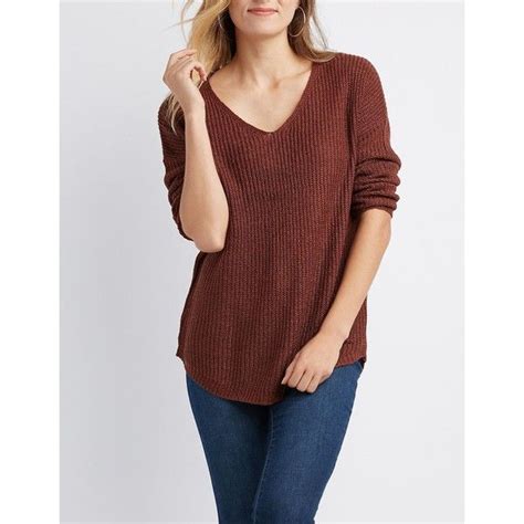 Charlotte Russe Slub Knit V Neck Sweater 16 Liked On Polyvore