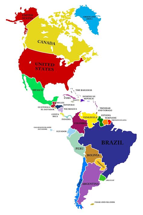 América Mapa Del Continente Con Todos Los Países Vozbol Blog