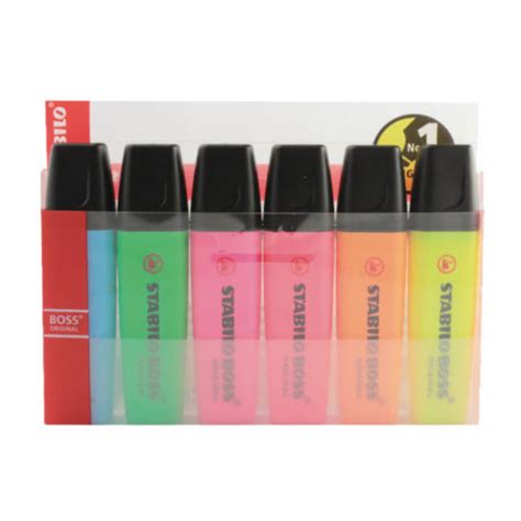 Stabilo Boss Original Highlighter Pens Wallet Of 6 Assorted Colours