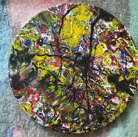 Paint Splatter Acrylic Paint On Round Canvas Painting On Round