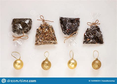 Download New Year Flat Lay. Christmas Tea Gift Box Wrapped In Kraft ...