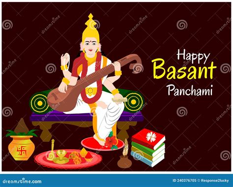 Happy Basant Vasant Panchami Goddess Saraswati Vector Illustration Stock Vector Illustration