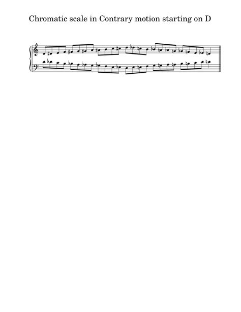 Chromatic Scale In Contrary Motion Starting On D Sheet Music For Piano Solo Easy