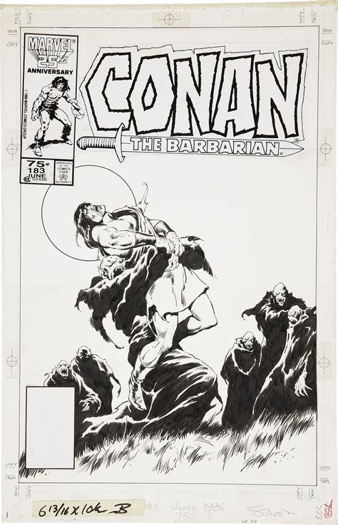John Buscema Conan The Barbarian 183 Cover Original Art Marvel Lot