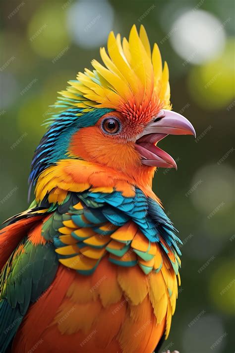 Premium Photo | 3d render of a colorful bird on a background of nature