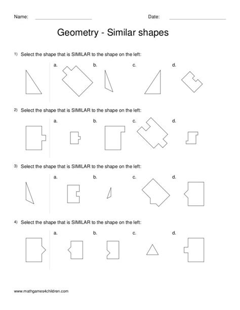 Geometry Similar Shapes Worksheet For 1st 3rd Grade Lesson Planet