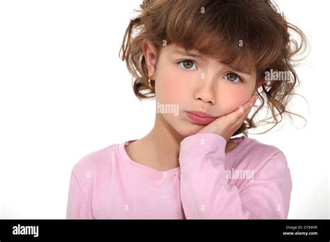 Cute Little Girl Pouting Stock Photo Alamy
