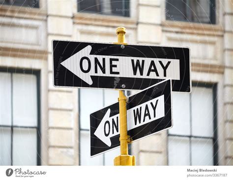 One Way Street Signs In New York City A Royalty Free Stock Photo