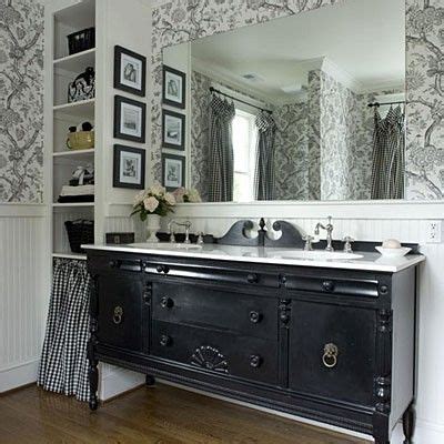 Traditional bathroom vanity ideas adhere to a neutral color palette, display classic details, and pair well with timeless decor. vintage dresser/sideboard turned into bathroom vanity ...