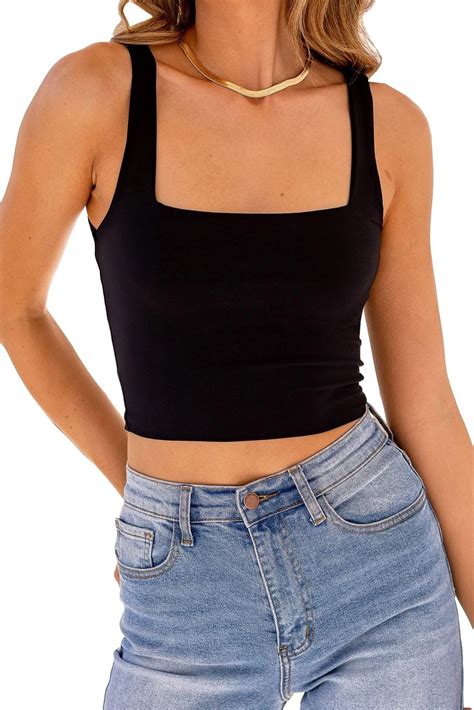 Cropped Tank Top Outfit Black Crop Top Outfit Tank Tops Outfit Black Crop Top Tank Crop Top