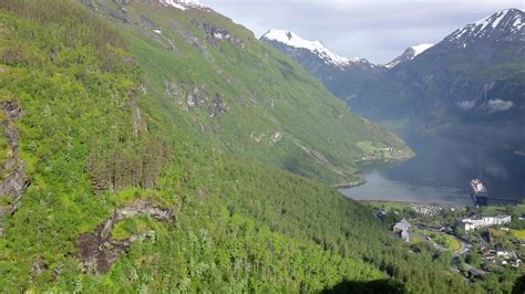Geiranger Fjord Beautiful Nature Norway Aerial Footage Stock Footage