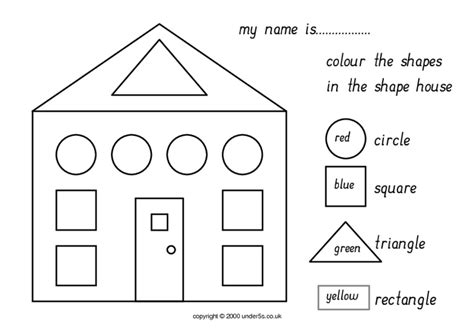 Getting started couldn't be easier. Color The Shapes In The Shape House Worksheet for 1st ...