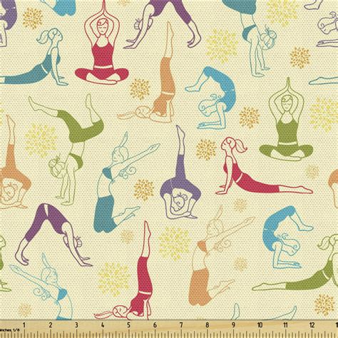 Yoga Fabric By The Yard Workout Themed Fitness Girls Pattern Abstract