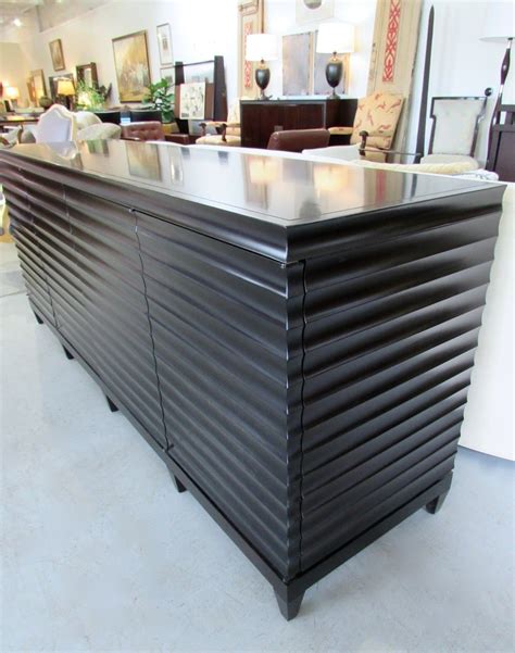 Caprice bed & bandeau nightstand. Barbara Barry for Baker Low Fluted Cabinet at 1stdibs