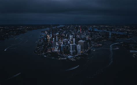 Download Wallpaper 3840x2400 New York City Aerial View Night