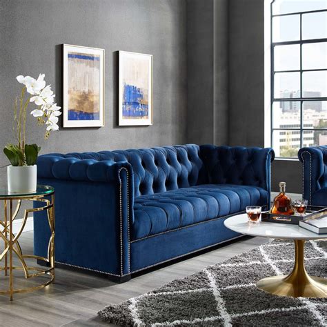 Pin By Zuvero On Home And Garden Blue Sofas Living Room Velvet Sofa