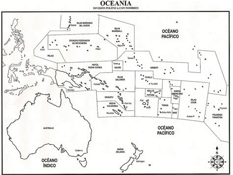 Mapa Politico De Oceania En Blanco Y Negro Para Imprimir Resenhas De