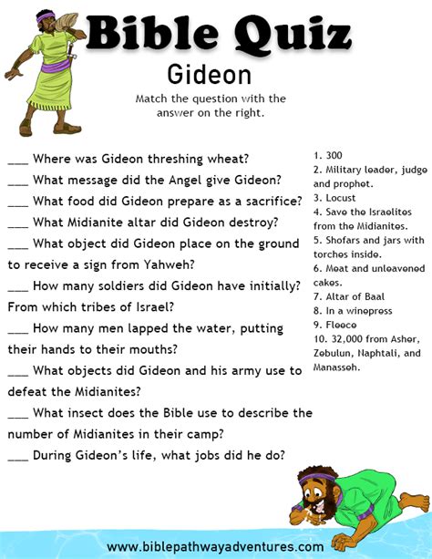 Gideon Bible Lessons For Kids Bible Quiz Bible Study Lessons