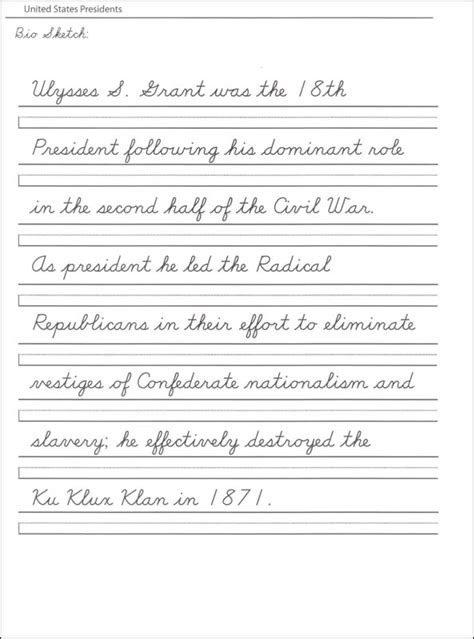 45 United States Presidents Character Writing Worksheets Dnealian Advanced Cursive Italic