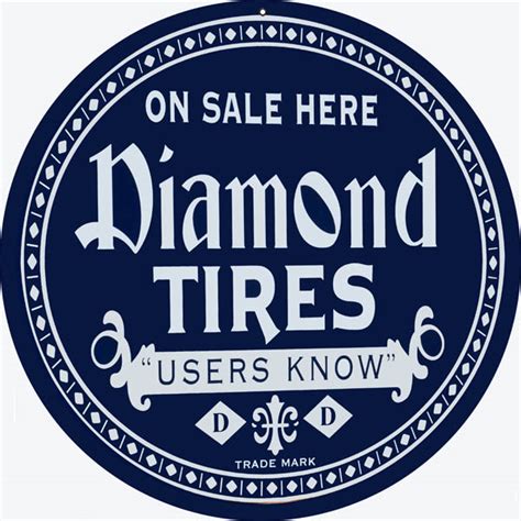 Diamond Tires Sign 14 Round Reproduction Vintage Signs