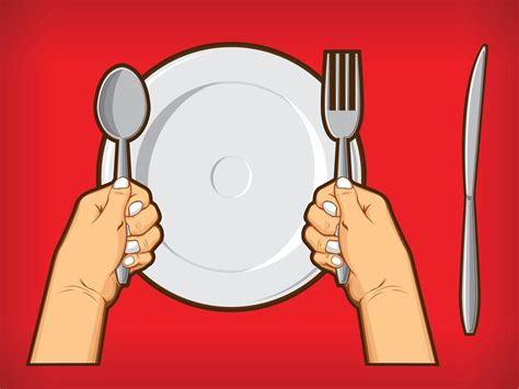 Hands Holding Spoon Fork Knife Diner Restauran Symbol Cartoon Drawing