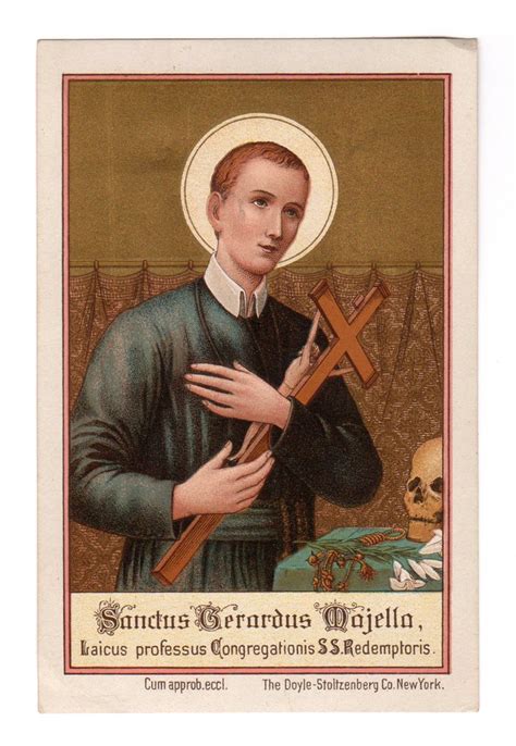 St Gerard Majella Vintage Gold Print Holy Card Imagens Católicas