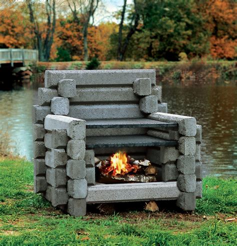 Concrete Lincoln Log Outdoor Fireplace