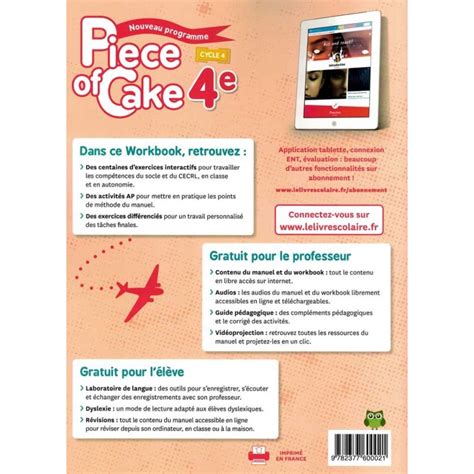 Piece of Cake - Workbook - 4ème - Version numérique - Enfantilingue