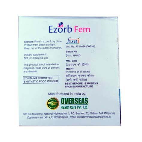 Buy Ezorb Fem Tablet 15s Online At Upto 25 Off Netmeds