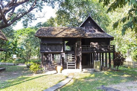 Old Traditional Thai Style House In The Park Summer Outdoor Day Light