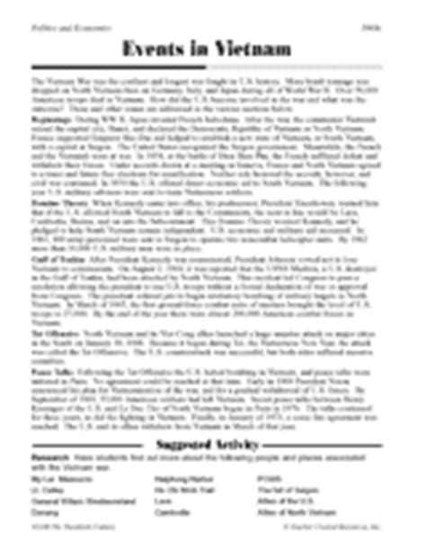 <ul><li>the vietnam war, also known as the second indochina war, is a military struggle fought in vietnam from 1959 to 1975. Events in the Vietnam War Printable (5th - 8th Grade ...
