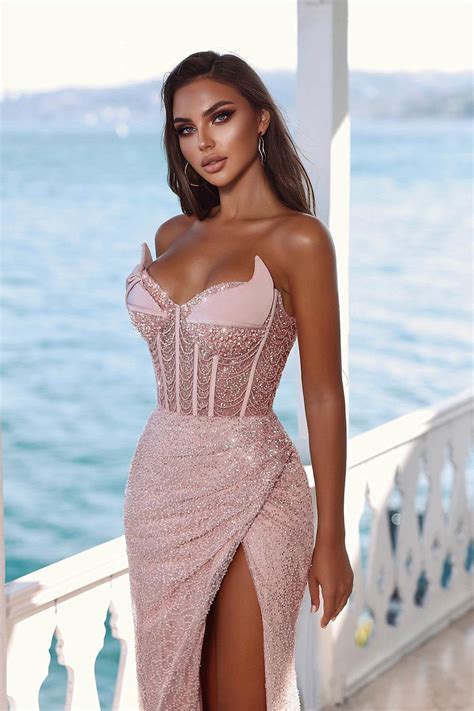 daisda glamorous pink one shoulder mermaid prom dress split with paillette