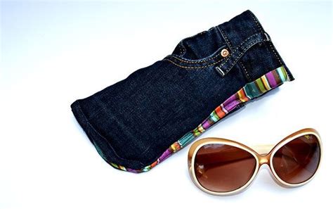 upcycle some old blue jeans into a sunglass case with a pocket for your smartphone t shirt
