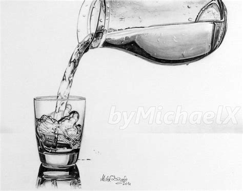 Drawing Pencil Pouring A Glass Of Water Graphite Drawings Pencil