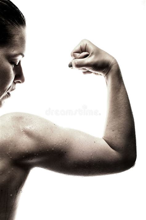 Fitness Female Showing Biceps Muscles Stock Image Image Of Muscular