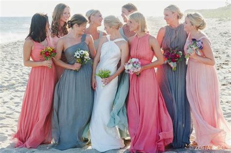 22 fun photo ideas that put the party in wedding party mix match bridesmaids dresses
