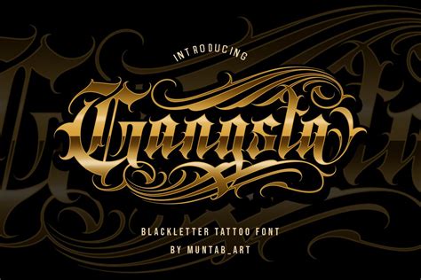 Gangsta Typeface Tattoo Fonts Tattoo Font Bundles