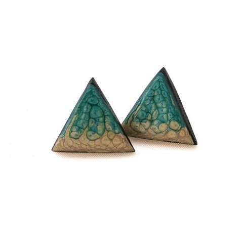 Geometric Earrings Turquoise Studs Triangle Stud Earrings Etsy