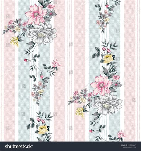 Find illustrations of floral pattern. seamless flower and stripes pattern #Ad , #Affiliate, # ...