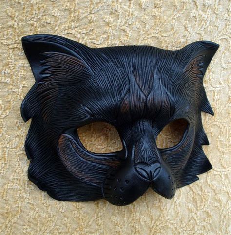 Longhaired Black Cat Mask Limited Edition Handmade Leather Etsy