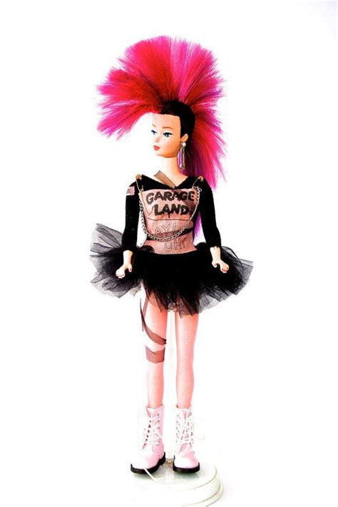 Custom Made Pink Punk Rock Vintage Style Barbie Doll Ooak Punk