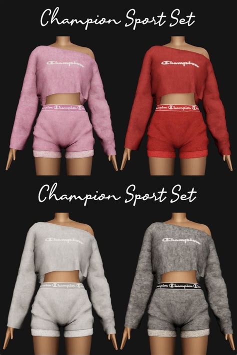 Champion Sweat Jogger Set Ts4 The Sims 4 Ts4cc Clothes Cas Shorts Top