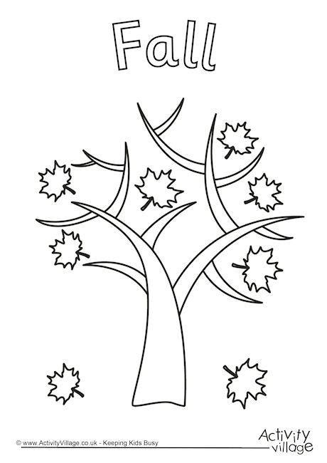 To print the coloring page: Fall Tree Colouring Page