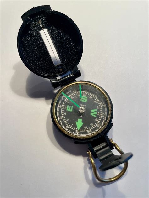 Vintage Engineer Lensatic Directional Compass Made In Japan Black Ebay