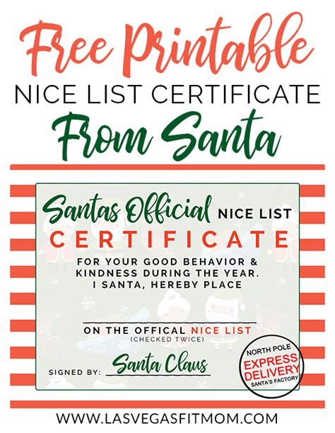 We all love presents and we all have a wish list of things we would like to own. Santas Official Nice List Certificate - Free Printable # ...
