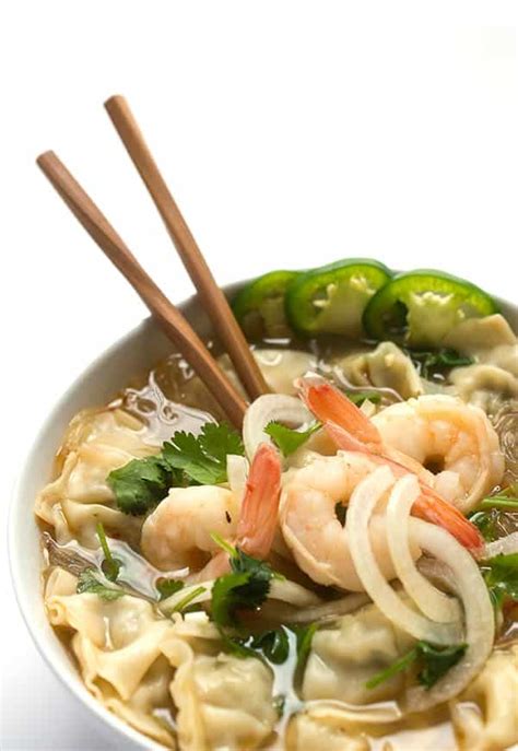 Asian Noodle Soup With Shrimp And Wontons The Lemon Bowl