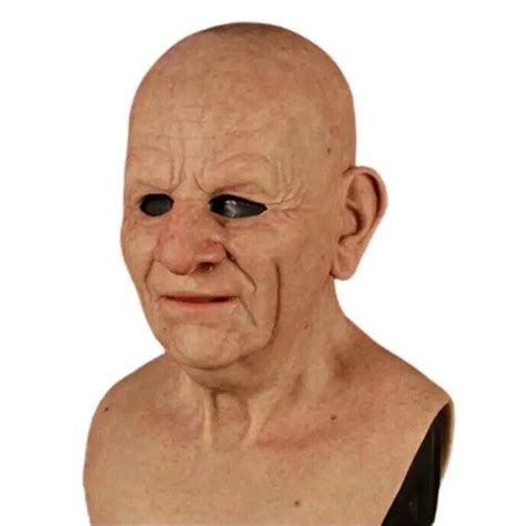 Halloween Old Man Cosplay Full Head Mask Realistic Silicone Headgear