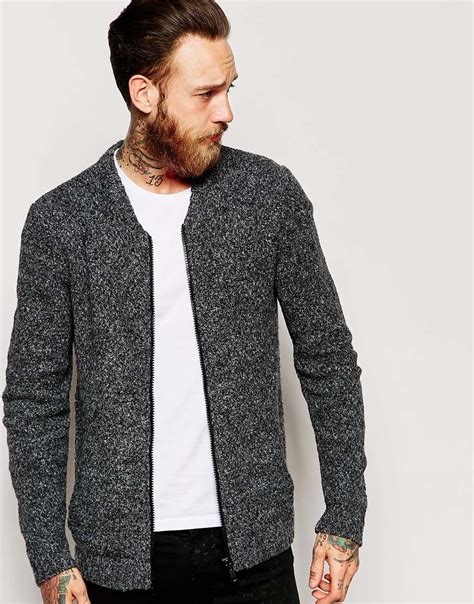 Bomber jacket for stable knits or stretch woven with zipper at front, ribbing collar, cuffs and waistband. Lyst - Asos Knitted Bomber Jacket In Brushed Boucle Yarn ...