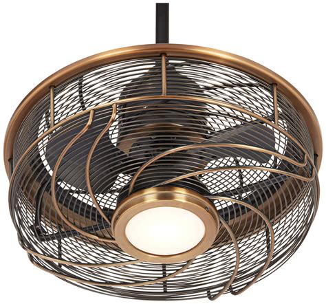 A shatterproof, white opal shade contains a 17w dimmable, 3000k, 90cri led module. 17" Casa Vestige Imperial Brass Cage LED Ceiling Fan ...